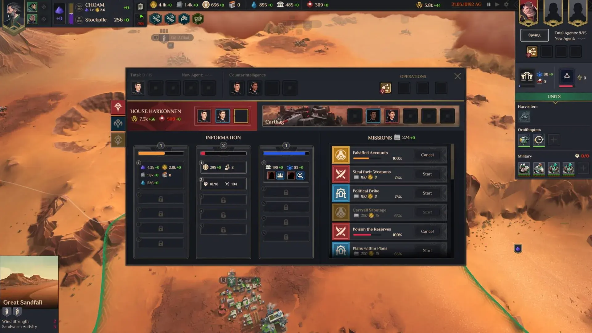 Dune: Spice Wars - akcja w grze