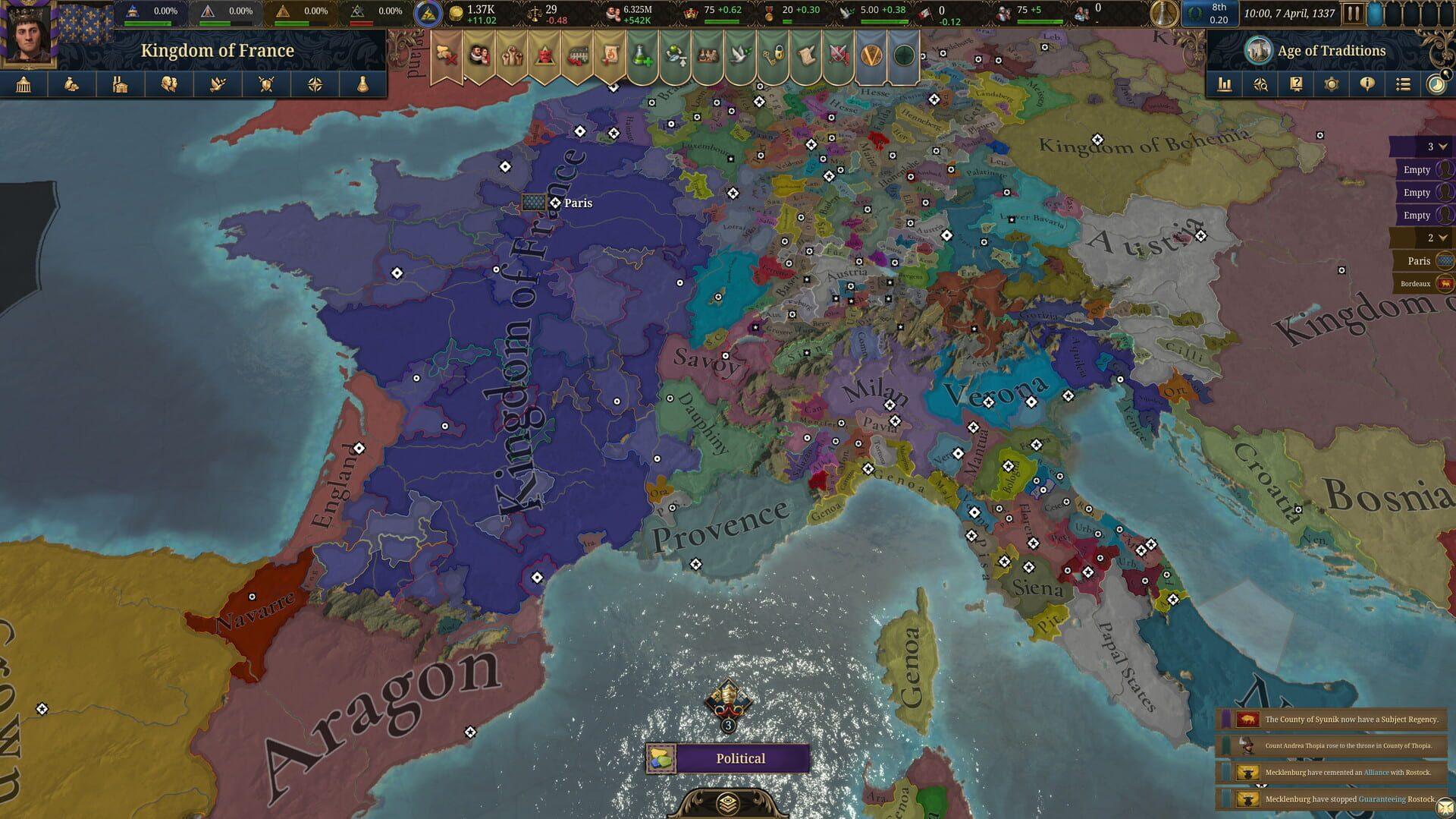 Europa Universalis V - świat gry, lokacja