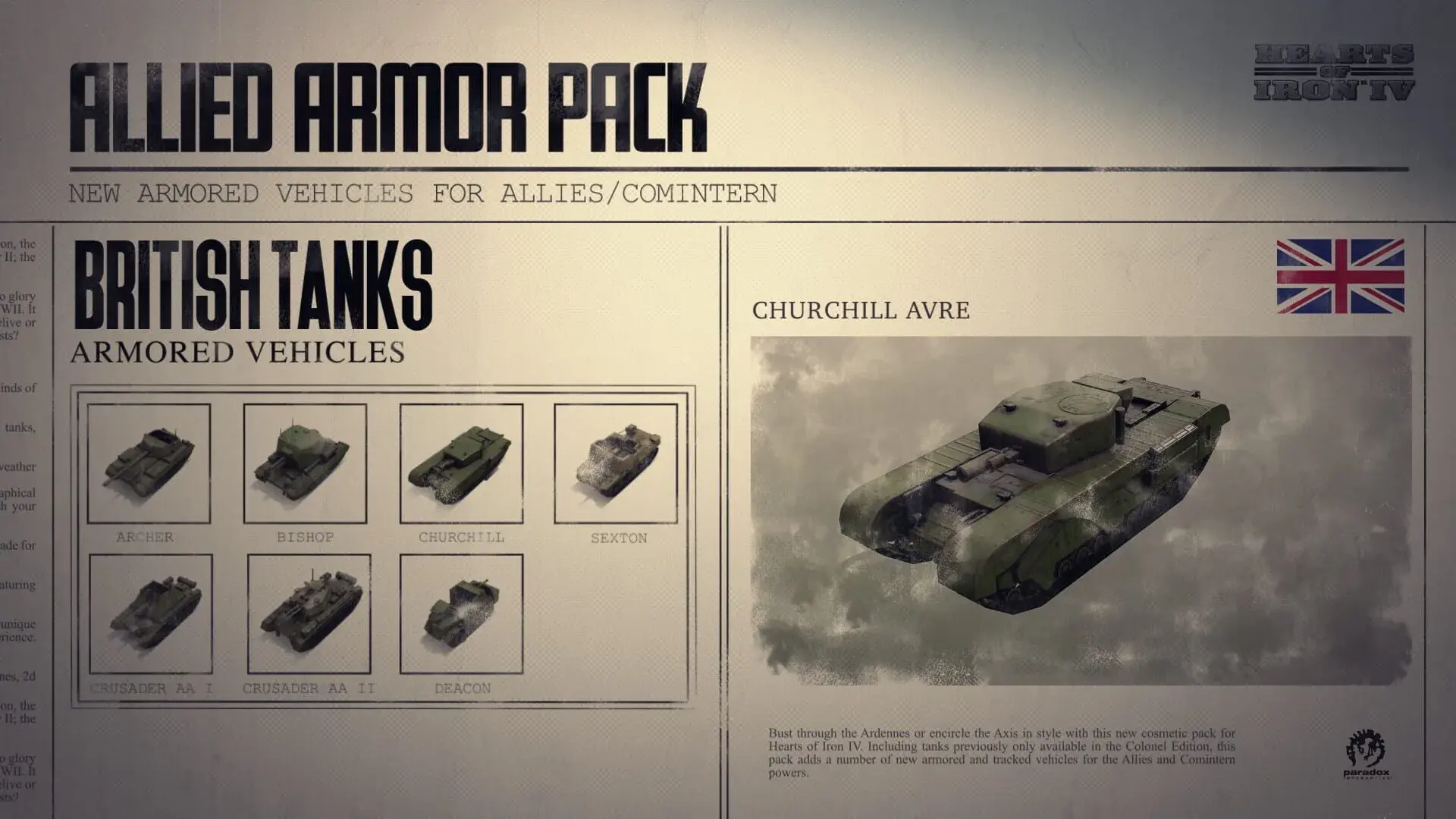 Hearts of Iron IV: Allied Armor Pack - świat gry, lokacja