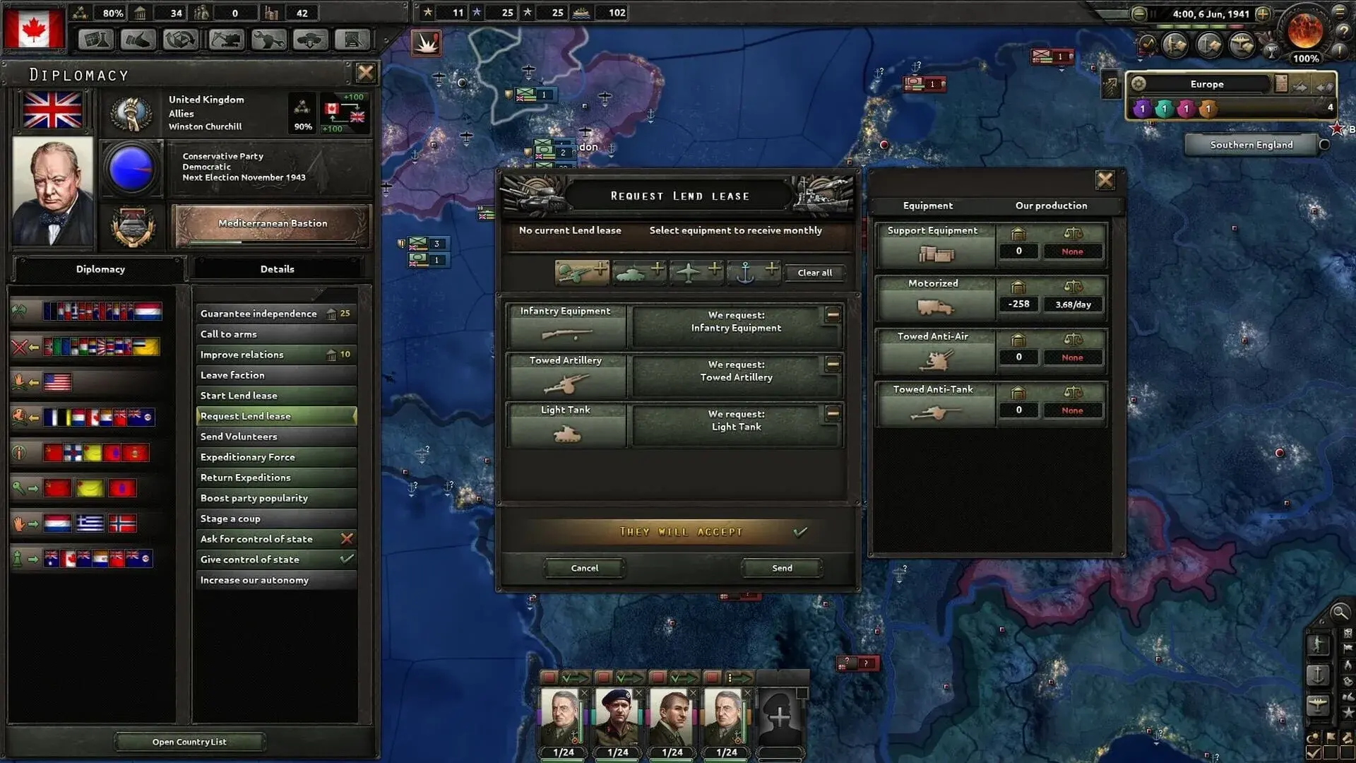 Hearts of Iron IV: Together for Victory - akcja w grze