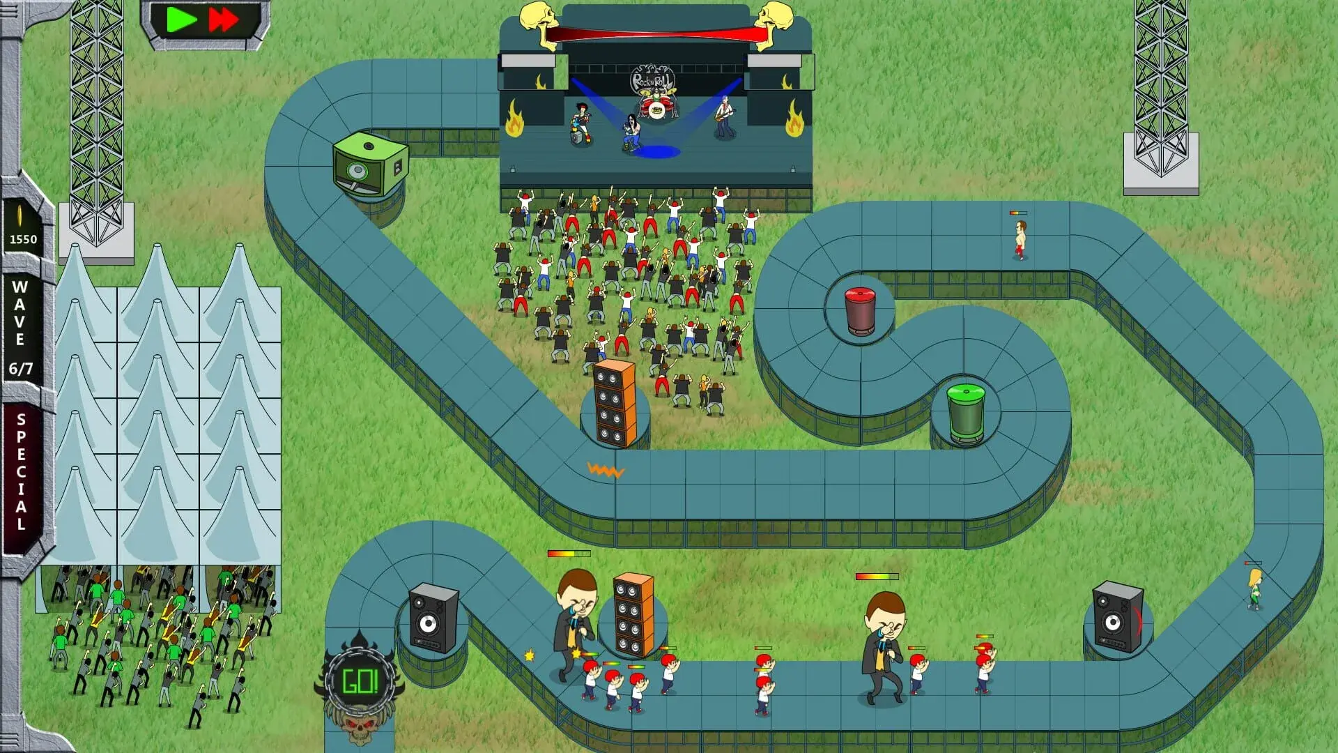 Rock 'N' Roll Defense - główny screenshot z gry